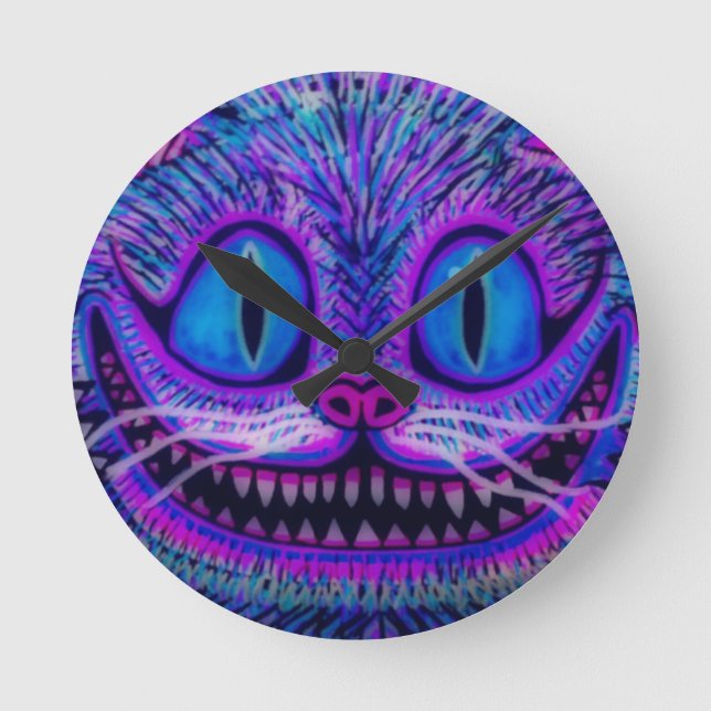 Horloge Ronde "HORLOGE de CAT de CHESIRE" par CHAOS FAIT SUR (Recto)