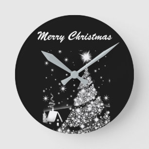 HORLOGE RONDE **HORLOGE NOIR ET BLANC DE NOËL AU GOÛT DU JOUR**