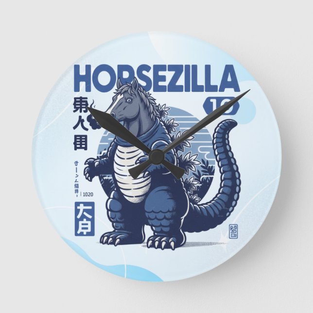 Horloge Ronde Horsezilla Shirt | Giant Monster Horse Art | Epic  (Recto)