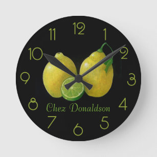 Horloge Ronde Huile de vie des citrons sur toile Peinture person