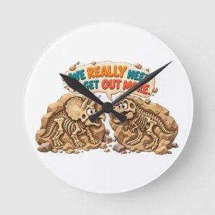 Horloge Ronde Humour de fossile de dinosaure amusant