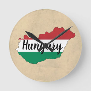 Horloge Ronde Hungary Flag Silhouette