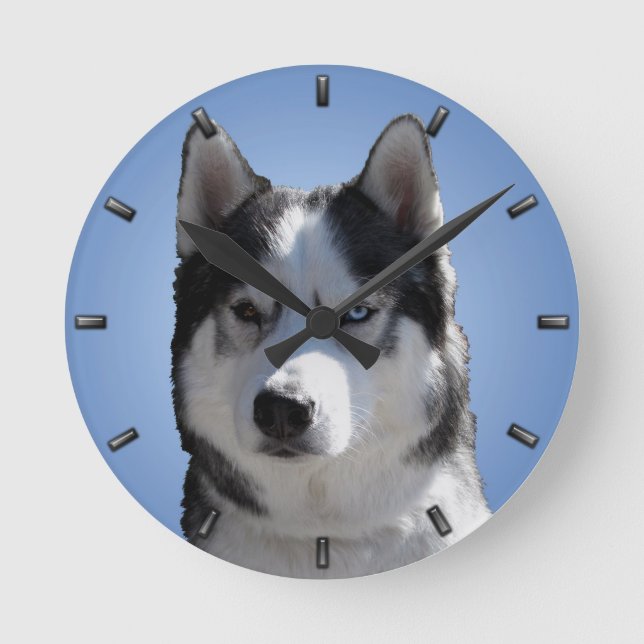 Horloge Ronde Husky Clock Toxits Decor Sled Dog Wall Clock (Recto)