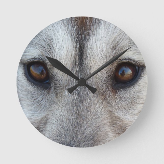 Horloge Ronde Husky Clock Toxits Decor Wolf Dog Wall Clock (Recto)