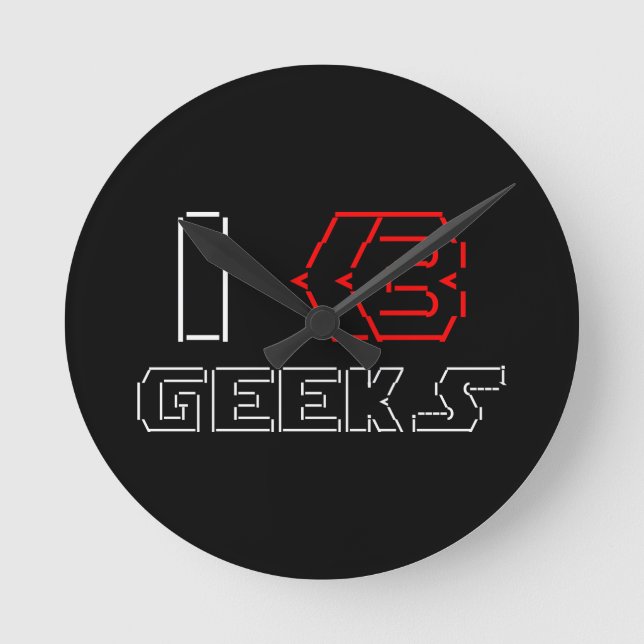 Horloge Ronde I Heart Geek ASCII ART (Recto)