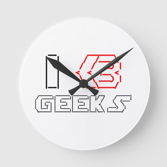 Horloge Ronde I Heart Geek ASCII ART (Recto)