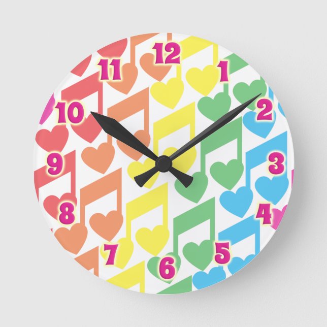 Horloge Ronde I Heart notes and music love (Recto)