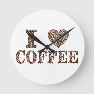 Horloge Ronde I Love Coffee Beans Wall Art