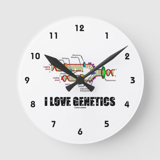 Horloge Ronde I Love Genetics (réplication de l'ADN) (Recto)