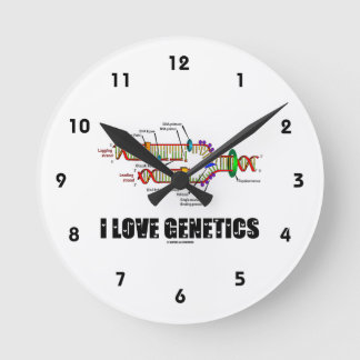 Horloge Ronde I Love Genetics (réplication de l'ADN)