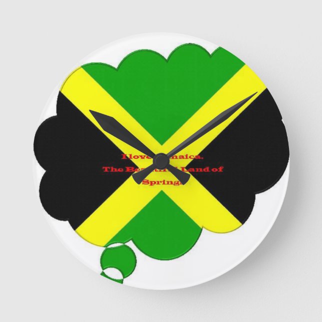 Horloge Ronde I Love Jamaica Text on Flag Art Print (Recto)