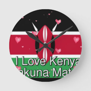 Horloge Ronde I Love Kenya et "Hakuna Matata" Art Print