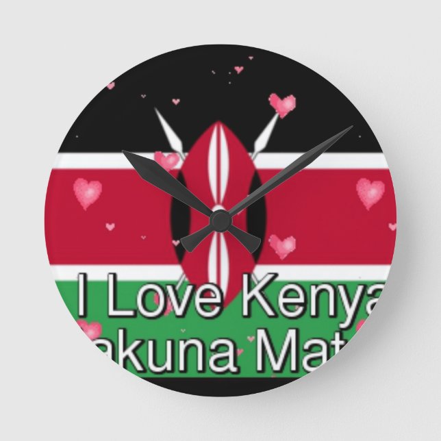 Horloge Ronde I Love Kenya et "Hakuna Matata" Art Print (Recto)