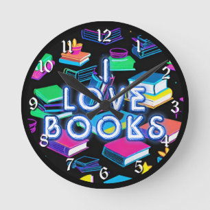 Horloge Ronde I Love Livres Colorful