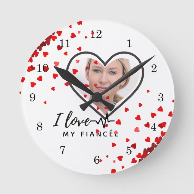 Horloge Ronde I Love My fiancée - Meilleur Ami Personnalisé Cute (Recto)