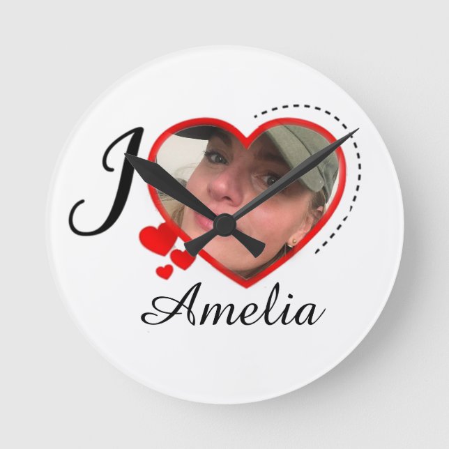 Horloge Ronde I Love My Girlfriend Custom Personalized (Recto)