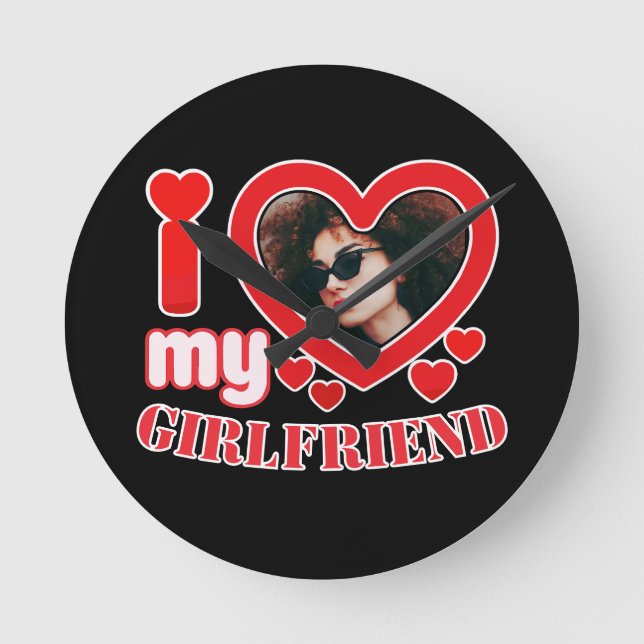 Horloge Ronde I Love My Girlfriend Personnalisé (Recto)