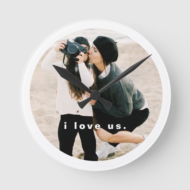 Horloge Ronde I Love Us Modern Family Photo Keepsaké (Recto)