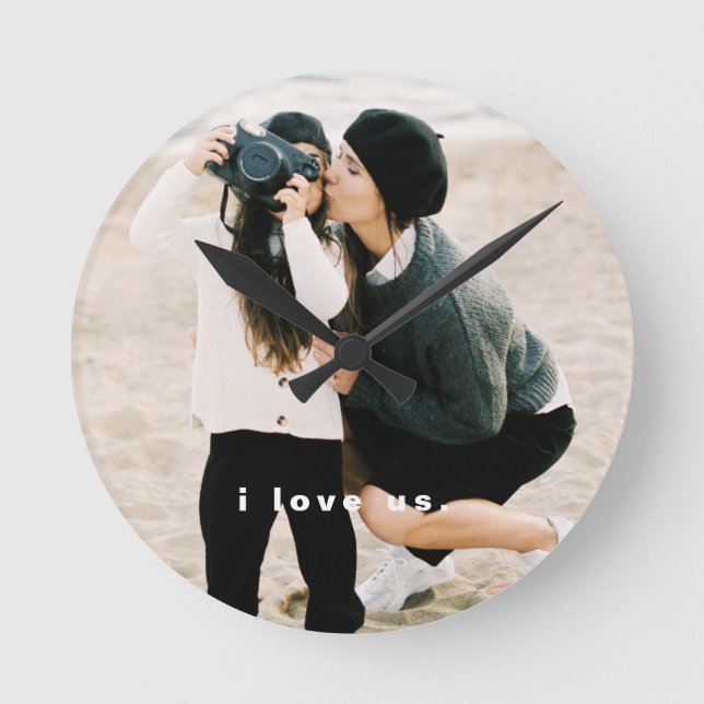 Horloge Ronde I Love Us Modern Family Photo Keepsaké (Recto)