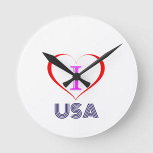 Horloge Ronde I Love USA