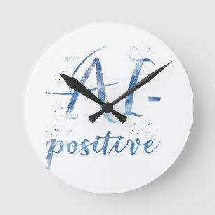 Horloge Ronde IA-Positive Text Art