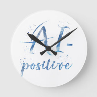 Horloge Ronde IA-Positive Text Art