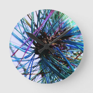 Horloge Ronde Ice Blue Monkey Puzzle Tree in Winter