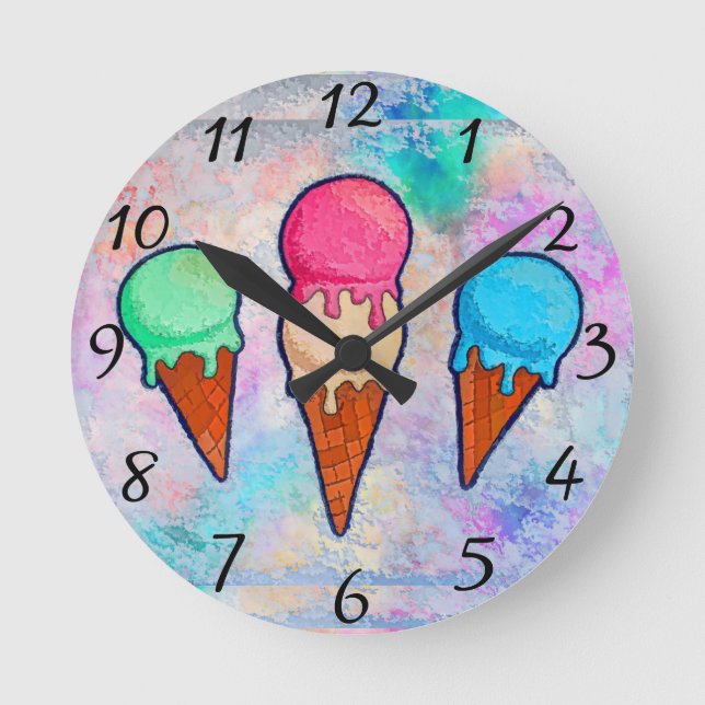 Horloge Ronde Ice Cream Cones Wall Clock (Recto)