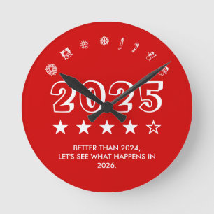 Horloge Ronde Icônes de tendance de typographie de Noël drôle de