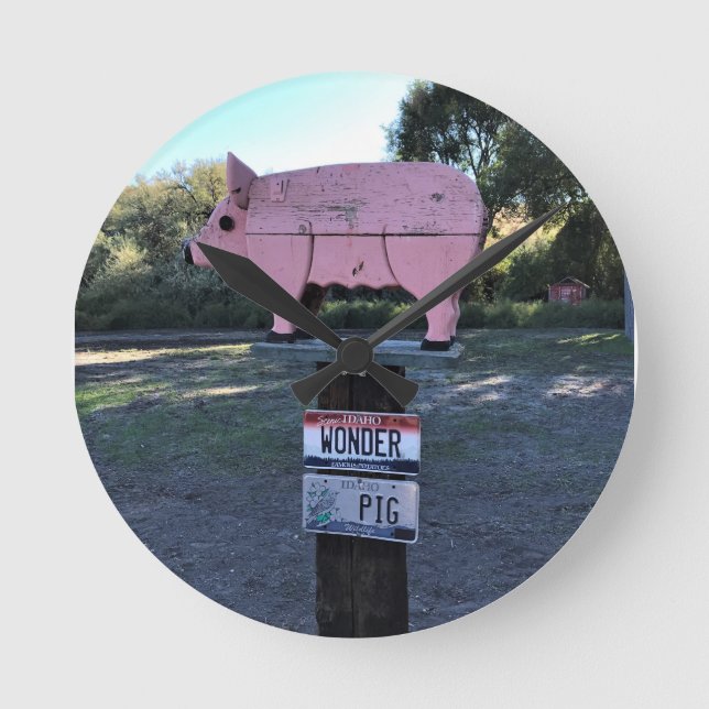 Horloge Ronde Idaho Se Demande Cochon, Drôle (Recto)