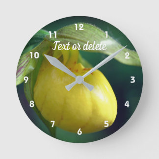 Horloge Ronde Iellow Lady Slipper Orchid Personalized