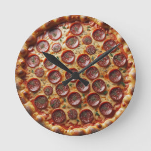 Horloge Ronde Il est temps d'une pizza en tranches