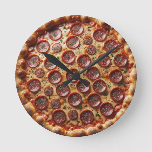 Horloge Ronde Il est temps d'une pizza en tranches (Recto)