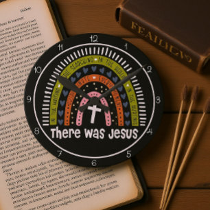 Horloge Ronde Il y avait Jésus Graphique Arc-en-ciel