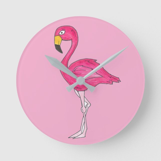 Horloge Ronde Ile tropicale Paradise Flamant rose rose chaud Ois (Recto)