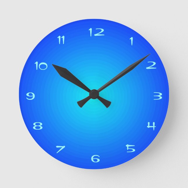 Horloge Ronde Illuminated Effect on Blue Aqua Kitchen Clocks (Recto)