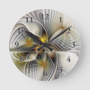 Horloge Ronde Illusion d'optique abstraite fractale 3D avec prof
