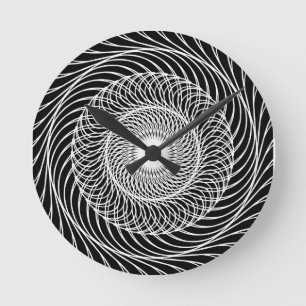 Horloge Ronde Illusion d'optique en noir et blanc