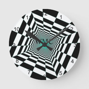 Horloge Ronde Illusion noir blanc