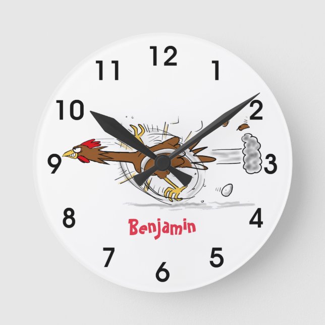 Horloge Ronde Illustration amusante de dessin animé de poulet co (Recto)