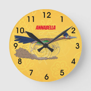 Horloge Ronde Illustration amusante de la caricature d'oiseau du