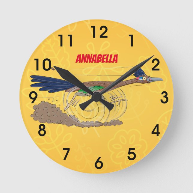 Horloge Ronde Illustration amusante de la caricature d'oiseau du (Recto)