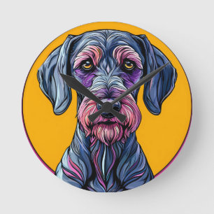 Horloge Ronde Illustration artistique colorée d'un chien sur fon