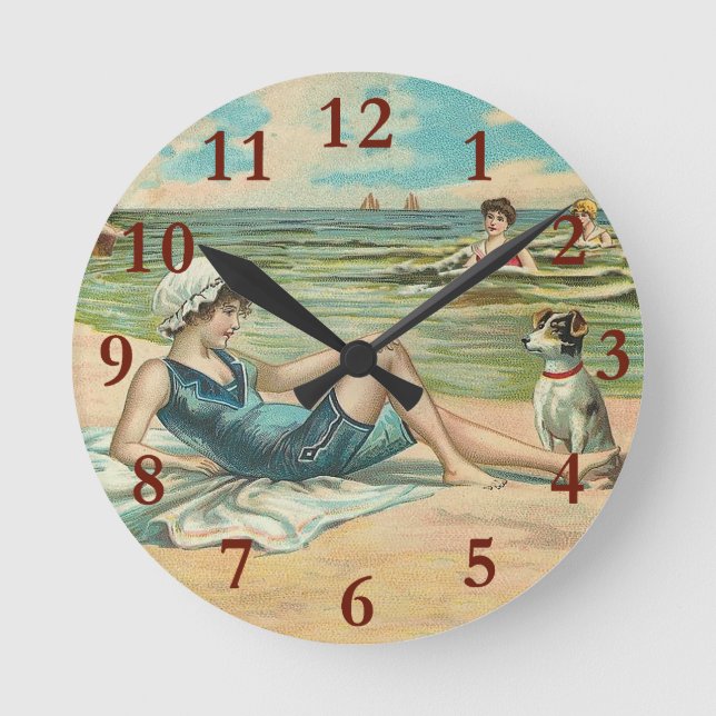 Horloge Ronde Illustration Beachy Antique Seashore (Recto)