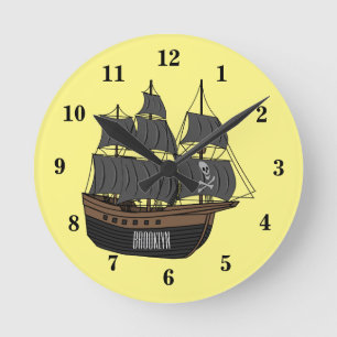 Horloge Ronde Illustration de bateau pirate