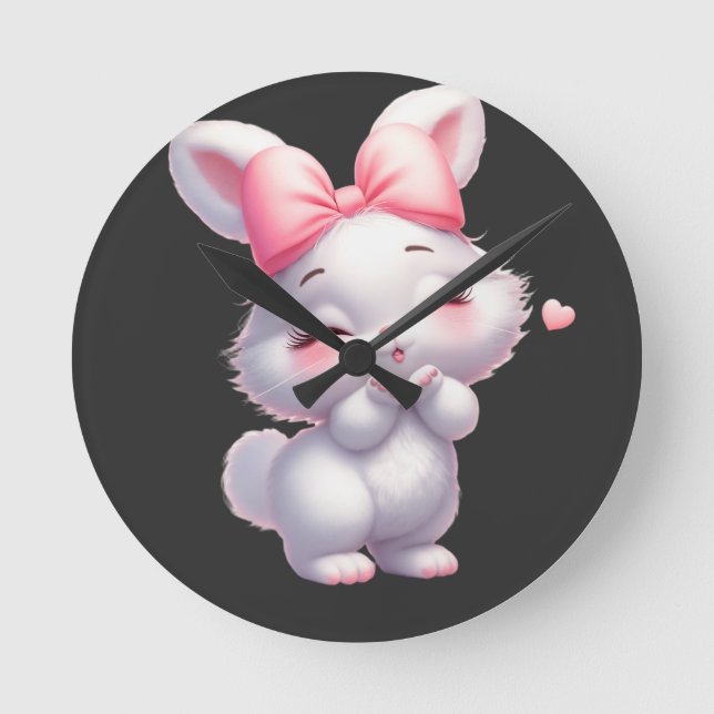 Horloge Ronde Illustration de bébé lapin adorable (Recto)