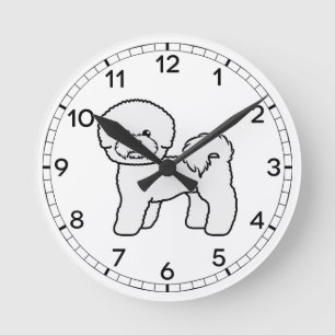 Horloge Ronde Illustration de Bichon Frise Cute Cartoon Dog