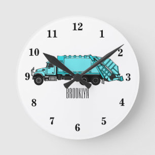 Horloge Ronde Illustration de camion à ordures
