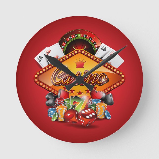 Horloge Ronde Illustration de casino avec éléments de jeu (Recto)