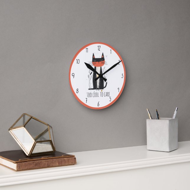 Horloge Ronde Illustration de chat cool (Bureau)